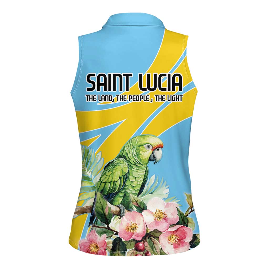 Saint Lucia Rosa Rubiginosa Women Sleeveless Polo Shirt With Sent Lisi Parrot - Wonder Print Shop