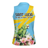 Saint Lucia Rosa Rubiginosa Women Sleeveless Polo Shirt With Sent Lisi Parrot - Wonder Print Shop