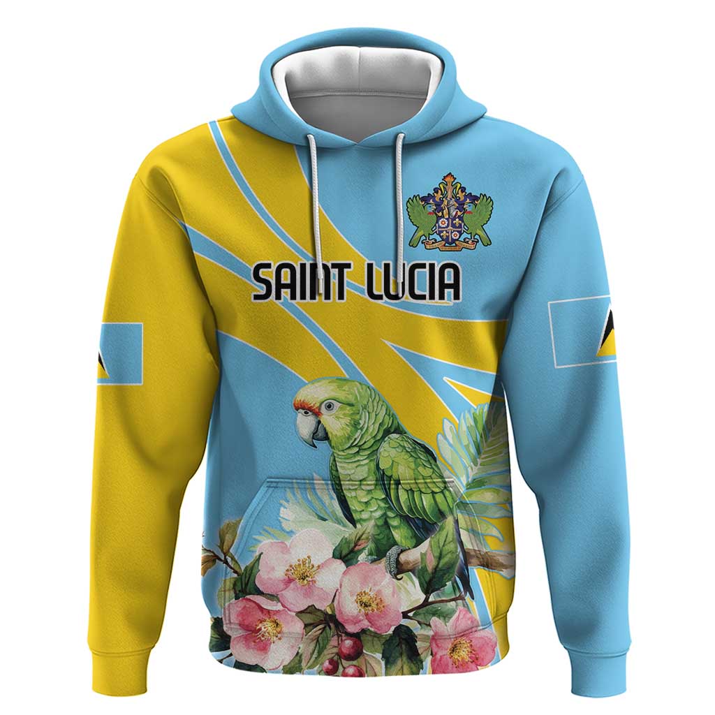 Saint Lucia Rosa Rubiginosa Zip Hoodie With Sent Lisi Parrot - Wonder Print Shop
