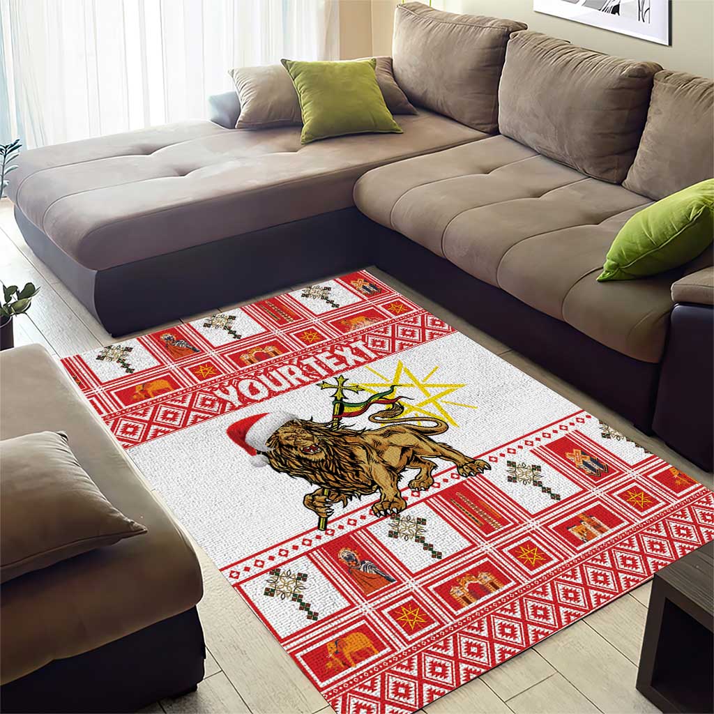 Personalized Ethiopia Christmas Area Rug Lion of Judah - Melikam Gena! - Wonder Print Shop