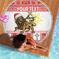 Personalized Ethiopia Christmas Beach Blanket Lion of Judah - Melikam Gena! - Wonder Print Shop