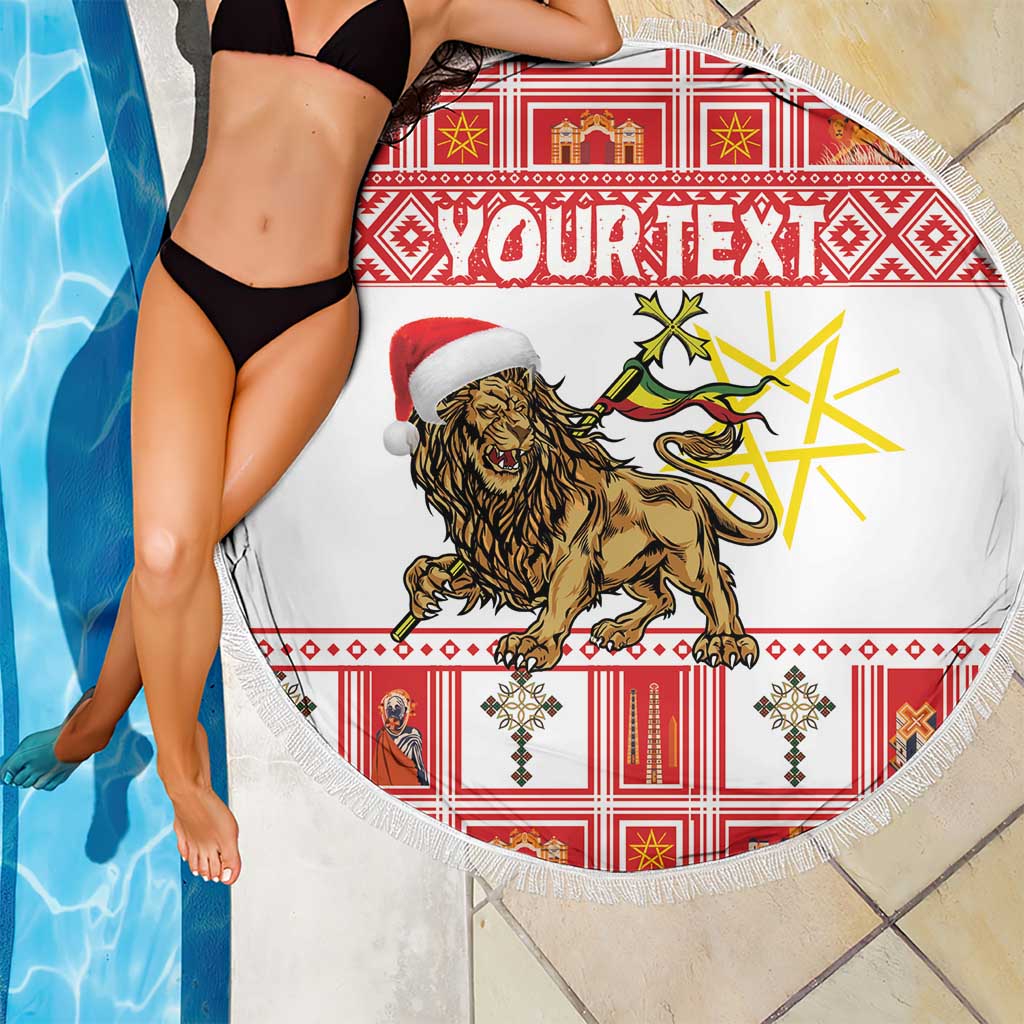 Personalized Ethiopia Christmas Beach Blanket Lion of Judah - Melikam Gena! - Wonder Print Shop