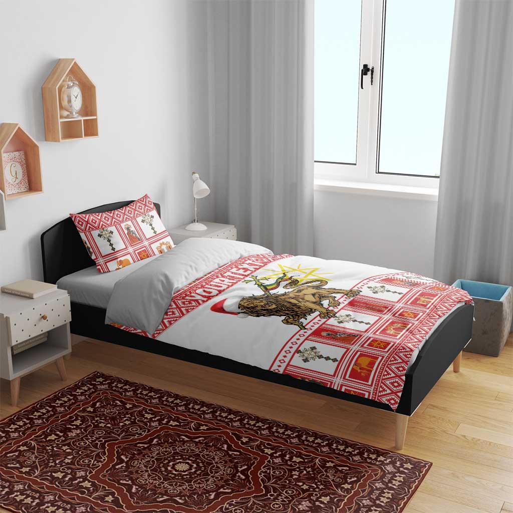 Personalized Ethiopia Christmas Bedding Set Lion of Judah - Melikam Gena! - Wonder Print Shop
