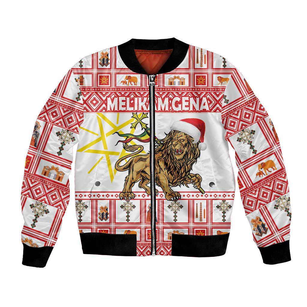 Personalized Ethiopia Christmas Bomber Jacket Lion of Judah - Melikam Gena! - Wonder Print Shop