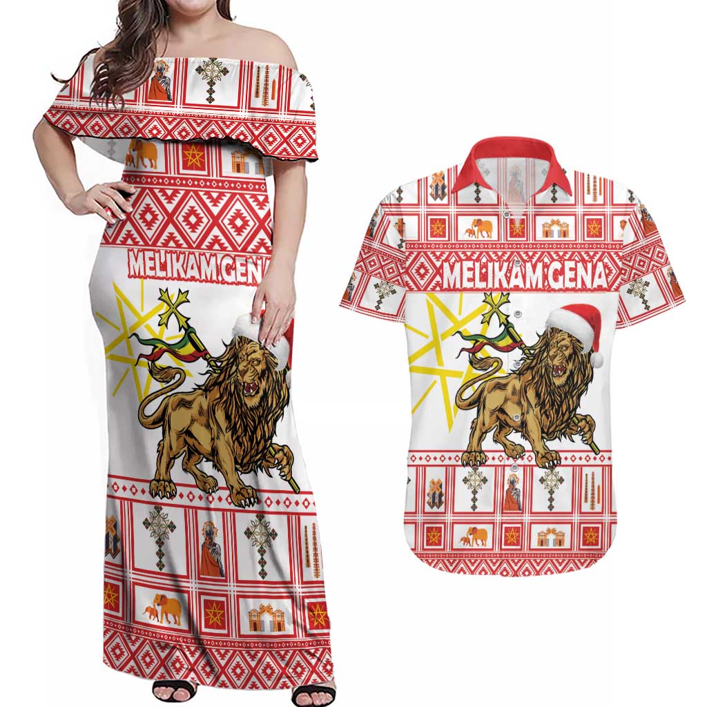 Personalized Ethiopia Christmas Couples Matching Off Shoulder Maxi Dress and Hawaiian Shirt Lion of Judah - Melikam Gena! - Wonder Print Shop