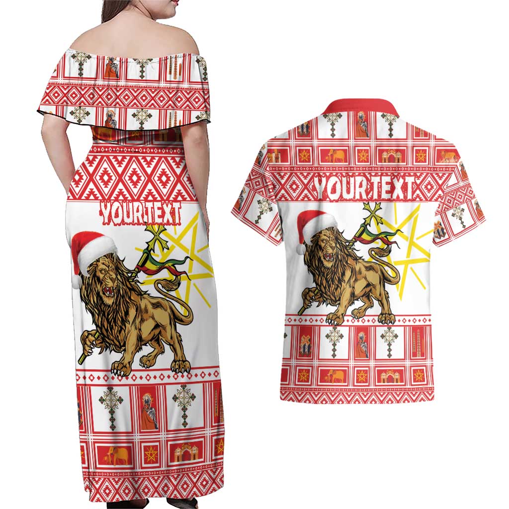 Personalized Ethiopia Christmas Couples Matching Off Shoulder Maxi Dress and Hawaiian Shirt Lion of Judah - Melikam Gena! - Wonder Print Shop