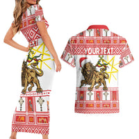 Personalized Ethiopia Christmas Couples Matching Short Sleeve Bodycon Dress and Hawaiian Shirt Lion of Judah - Melikam Gena! - Wonder Print Shop