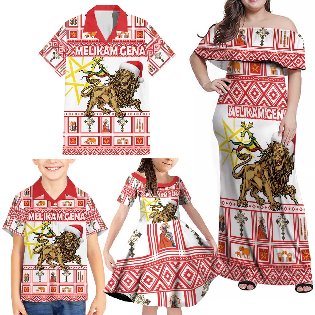 Personalized Ethiopia Christmas Family Matching Off Shoulder Maxi Dress and Hawaiian Shirt Lion of Judah - Melikam Gena! - Wonder Print Shop