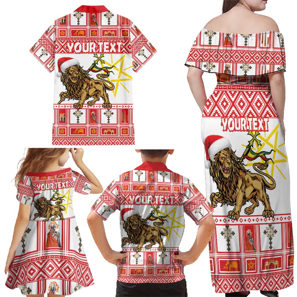Personalized Ethiopia Christmas Family Matching Off Shoulder Maxi Dress and Hawaiian Shirt Lion of Judah - Melikam Gena! - Wonder Print Shop