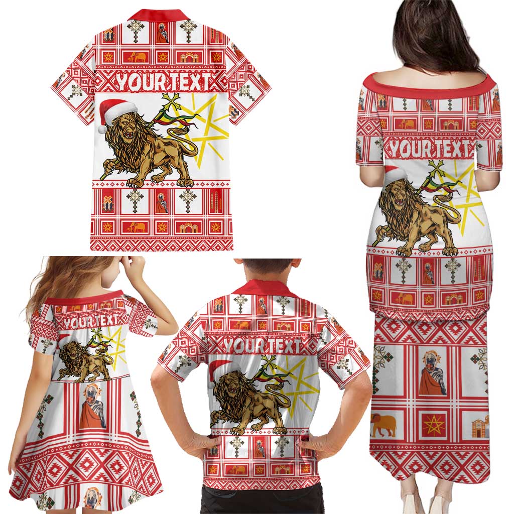 Personalized Ethiopia Christmas Family Matching Puletasi and Hawaiian Shirt Lion of Judah - Melikam Gena! - Wonder Print Shop