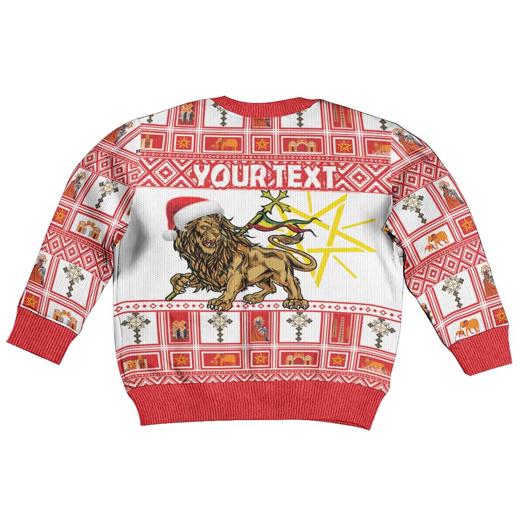 Personalized Ethiopia Christmas Kid Ugly Christmas Sweater Lion of Judah - Melikam Gena! - Wonder Print Shop