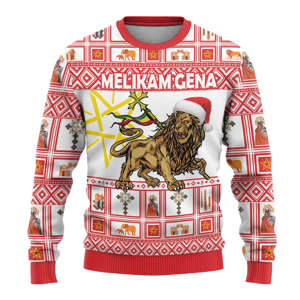Personalized Ethiopia Christmas Ugly Christmas Sweater Lion of Judah - Melikam Gena! - Wonder Print Shop
