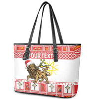 Personalized Ethiopia Christmas Leather Tote Bag Lion of Judah - Melikam Gena! - Wonder Print Shop
