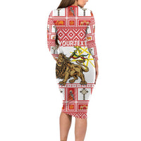 Personalized Ethiopia Christmas Long Sleeve Bodycon Dress Lion of Judah - Melikam Gena! - Wonder Print Shop
