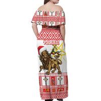 Personalized Ethiopia Christmas Off Shoulder Maxi Dress Lion of Judah - Melikam Gena! - Wonder Print Shop