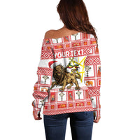 Personalized Ethiopia Christmas Off Shoulder Sweater Lion of Judah - Melikam Gena! - Wonder Print Shop