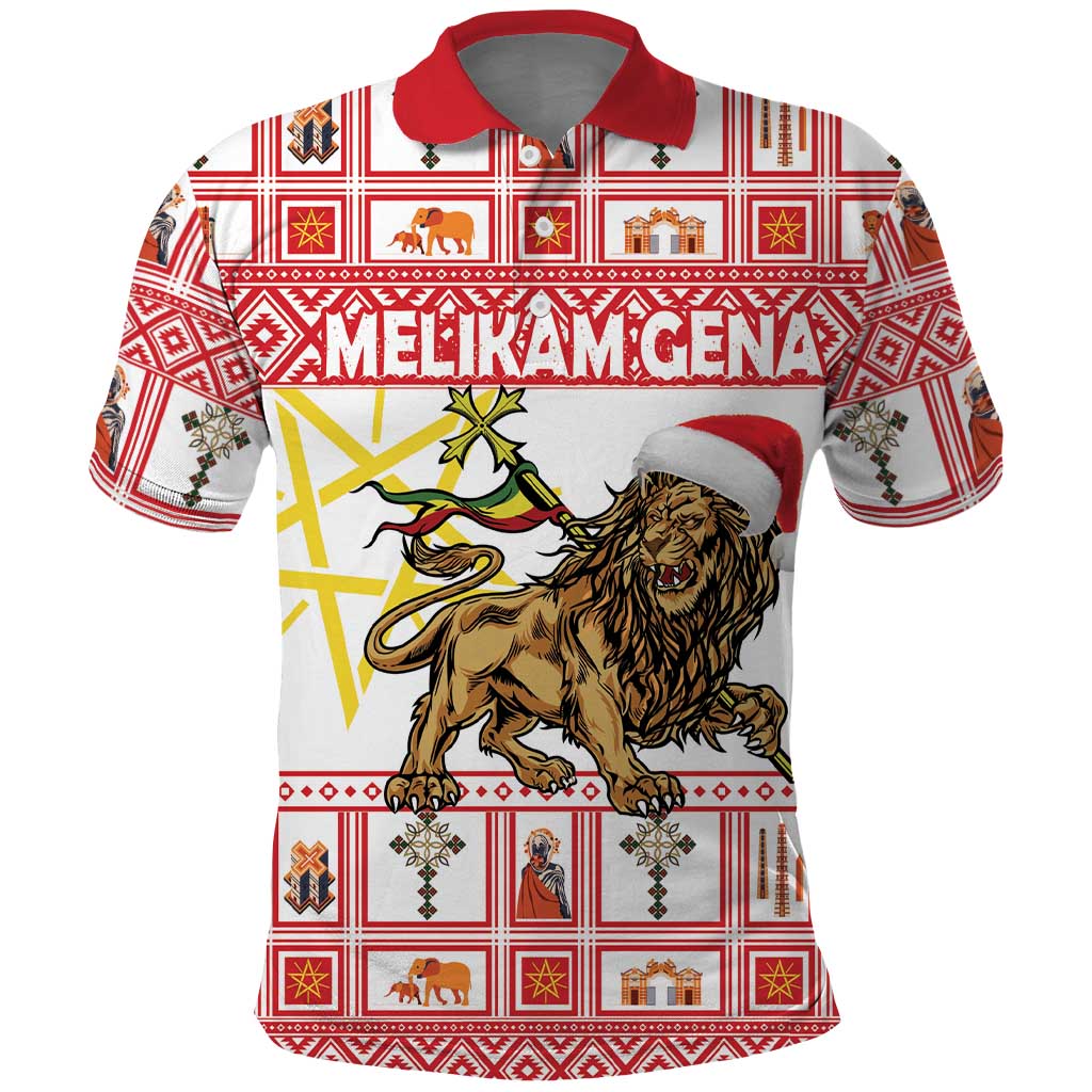 Personalized Ethiopia Christmas Polo Shirt Lion of Judah - Melikam Gena! - Wonder Print Shop
