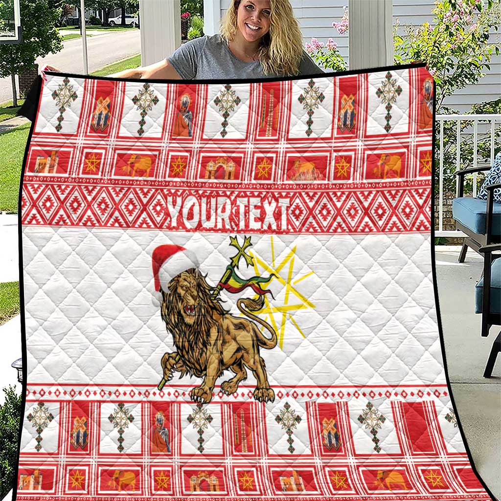 Personalized Ethiopia Christmas Quilt Lion of Judah - Melikam Gena! - Wonder Print Shop
