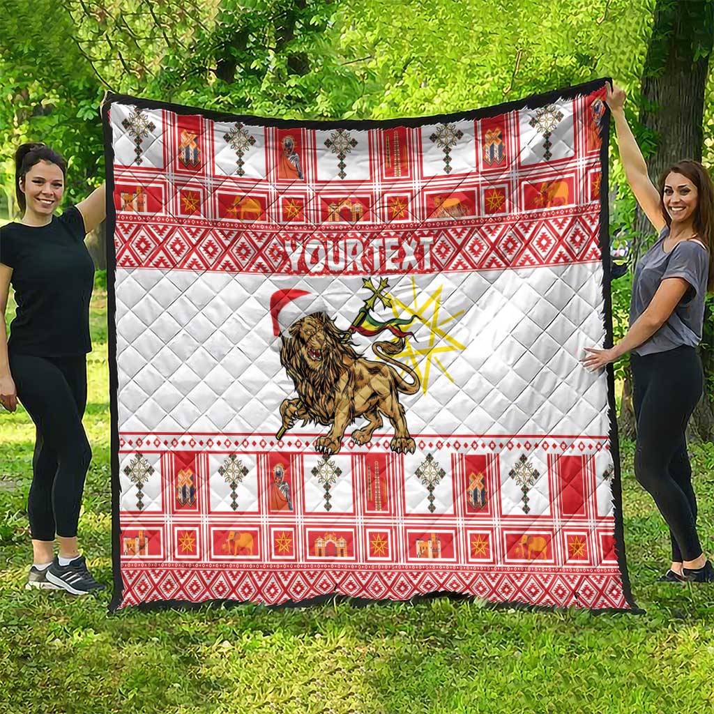 Personalized Ethiopia Christmas Quilt Lion of Judah - Melikam Gena! - Wonder Print Shop