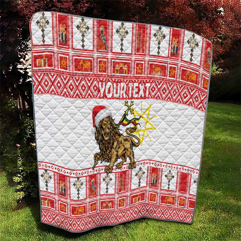 Personalized Ethiopia Christmas Quilt Lion of Judah - Melikam Gena! - Wonder Print Shop