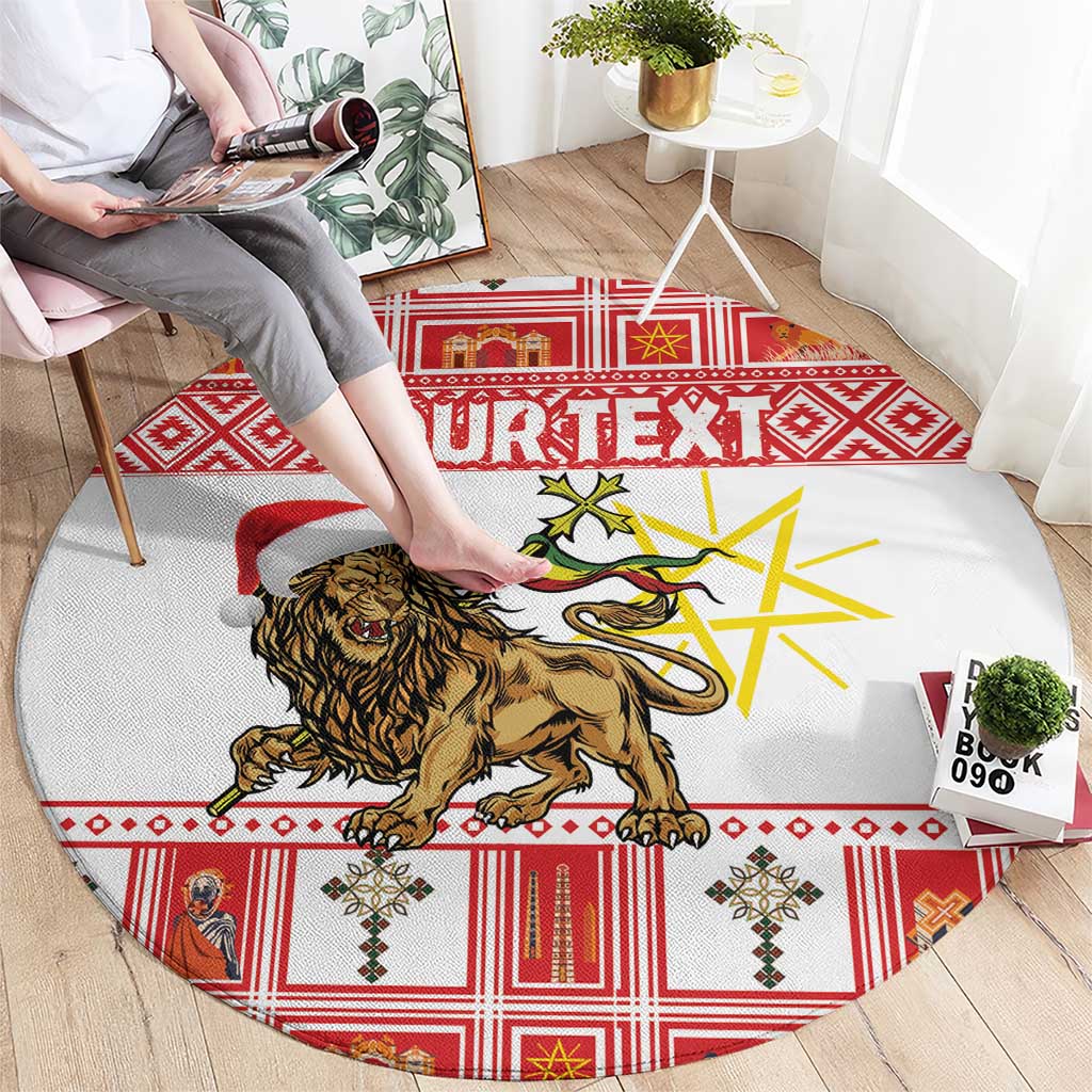 Personalized Ethiopia Christmas Round Carpet Lion of Judah - Melikam Gena!