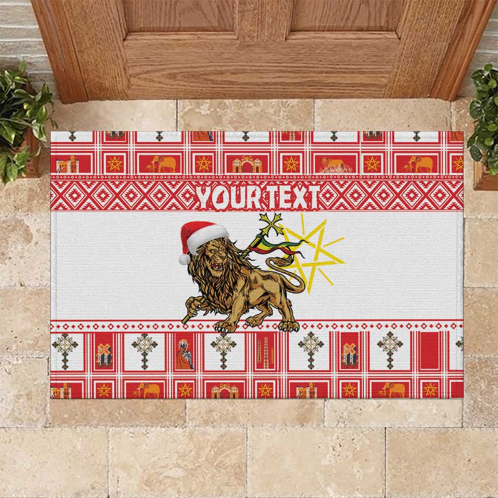 Personalized Ethiopia Christmas Rubber Doormat Lion of Judah - Melikam Gena! - Wonder Print Shop