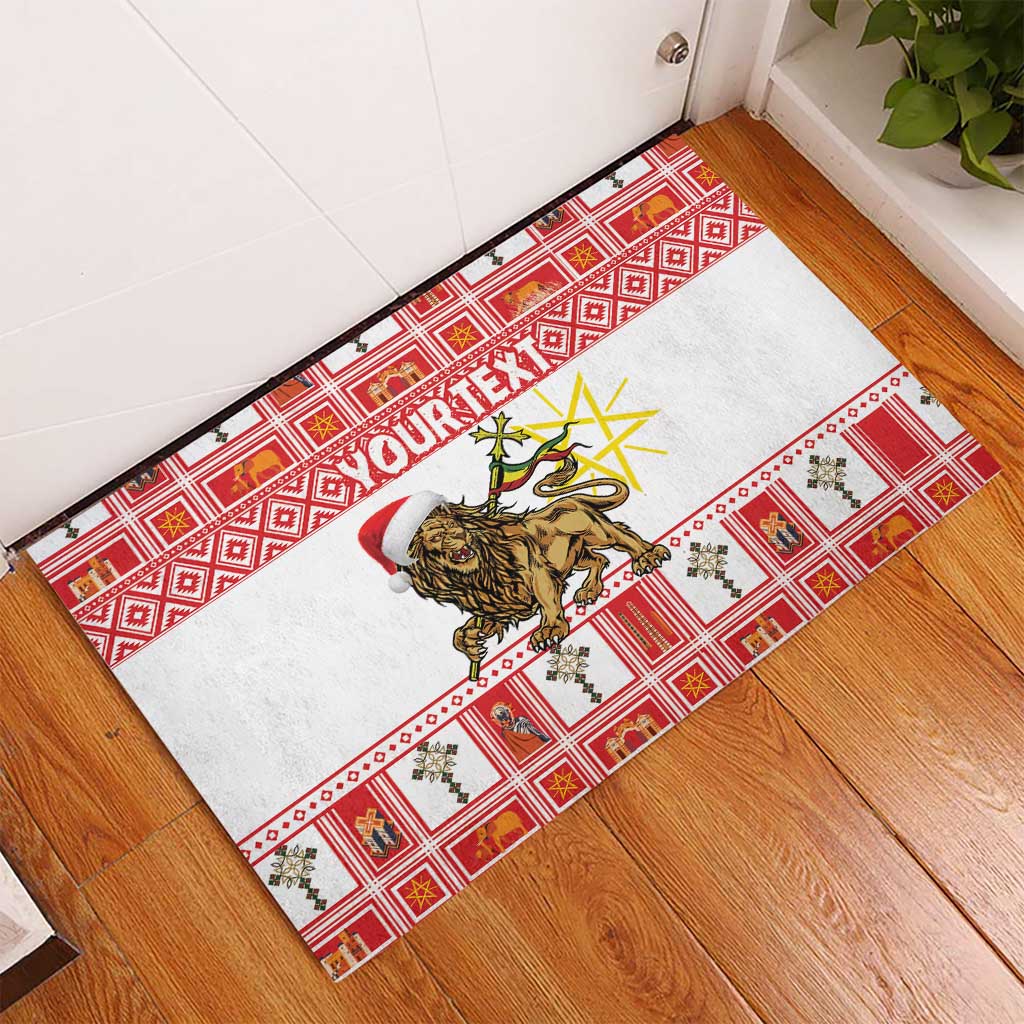 Personalized Ethiopia Christmas Rubber Doormat Lion of Judah - Melikam Gena! - Wonder Print Shop