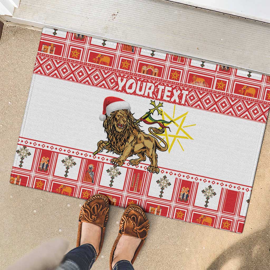 Personalized Ethiopia Christmas Rubber Doormat Lion of Judah - Melikam Gena! - Wonder Print Shop