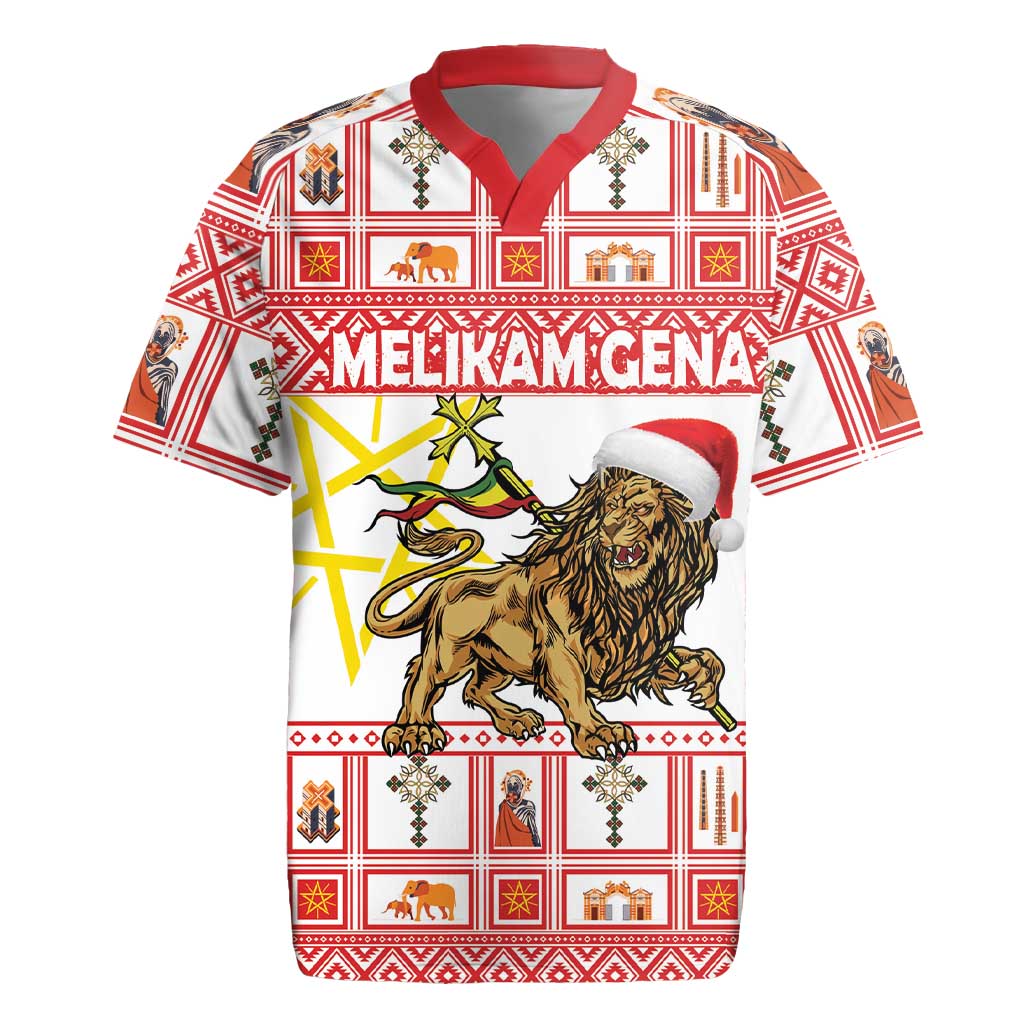 Personalized Ethiopia Christmas Rugby Jersey Lion of Judah - Melikam Gena! - Wonder Print Shop