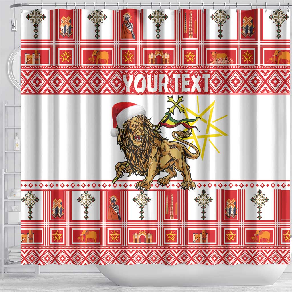 Personalized Ethiopia Christmas Shower Curtain Lion of Judah - Melikam Gena!