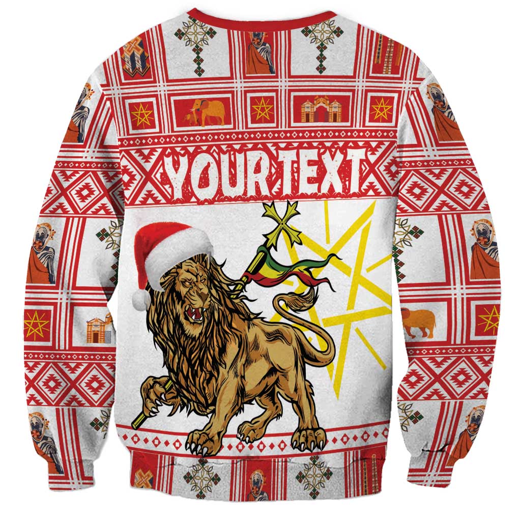 Personalized Ethiopia Christmas Sweatshirt Lion of Judah - Melikam Gena! - Wonder Print Shop