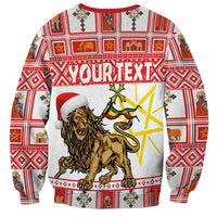 Personalized Ethiopia Christmas Sweatshirt Lion of Judah - Melikam Gena! - Wonder Print Shop