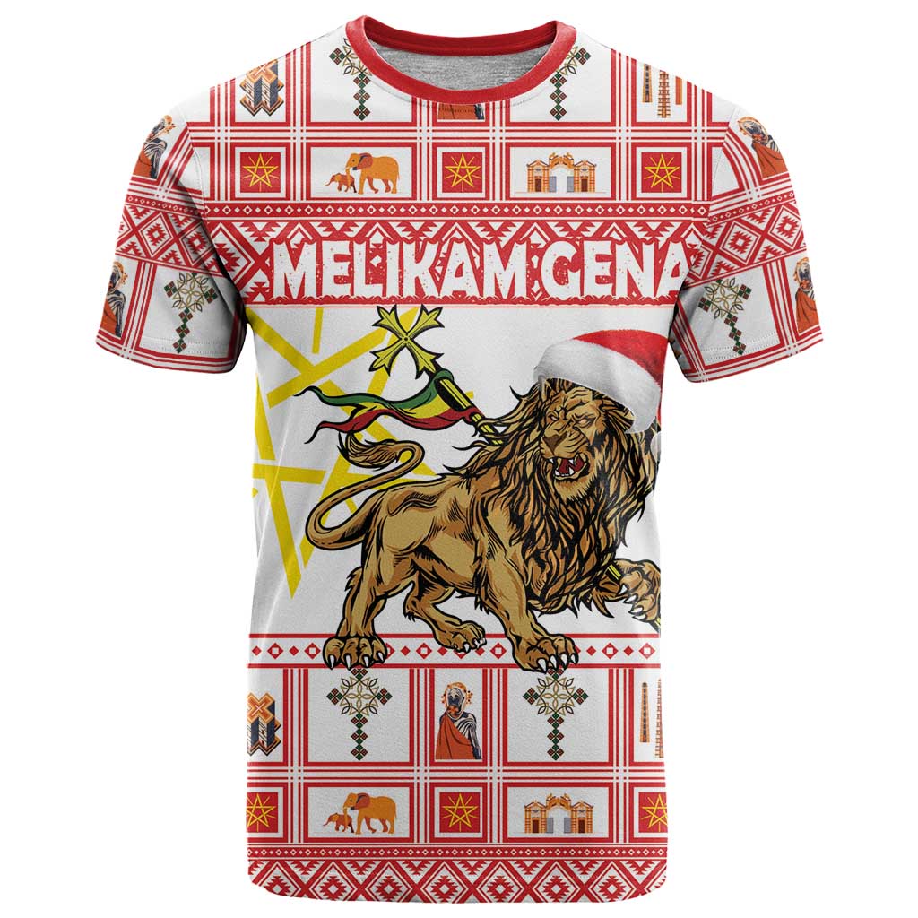 Personalized Ethiopia Christmas T Shirt Lion of Judah - Melikam Gena! - Wonder Print Shop