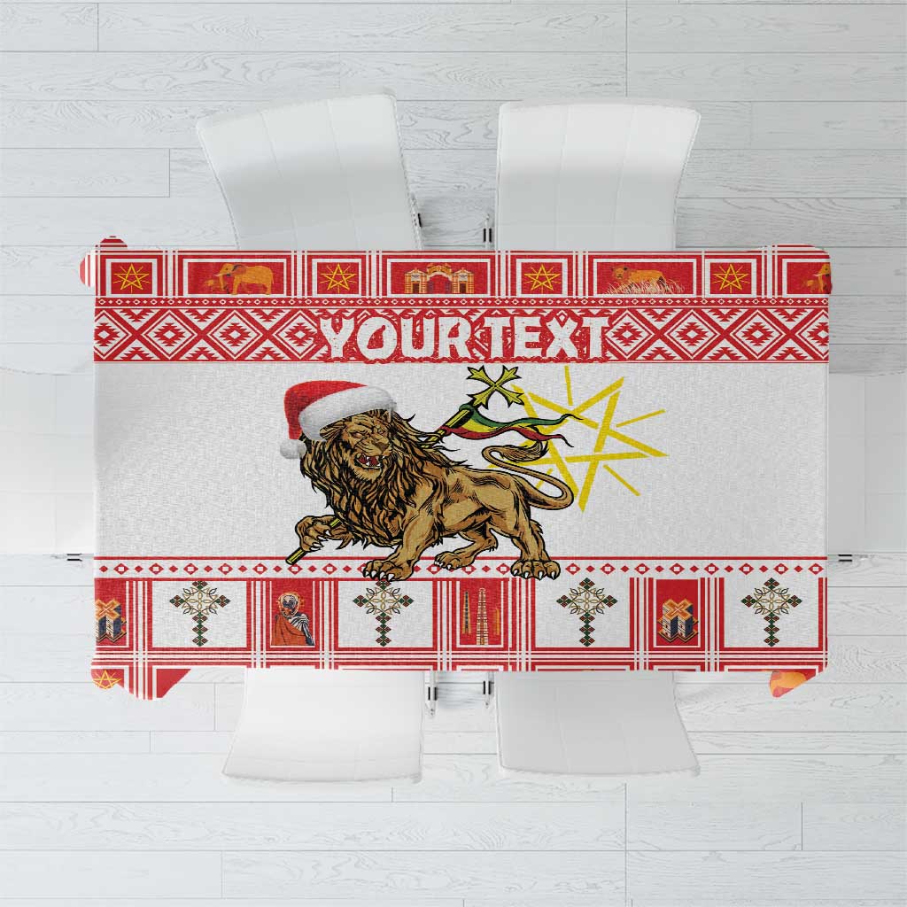 Personalized Ethiopia Christmas Tablecloth Lion of Judah - Melikam Gena! - Wonder Print Shop