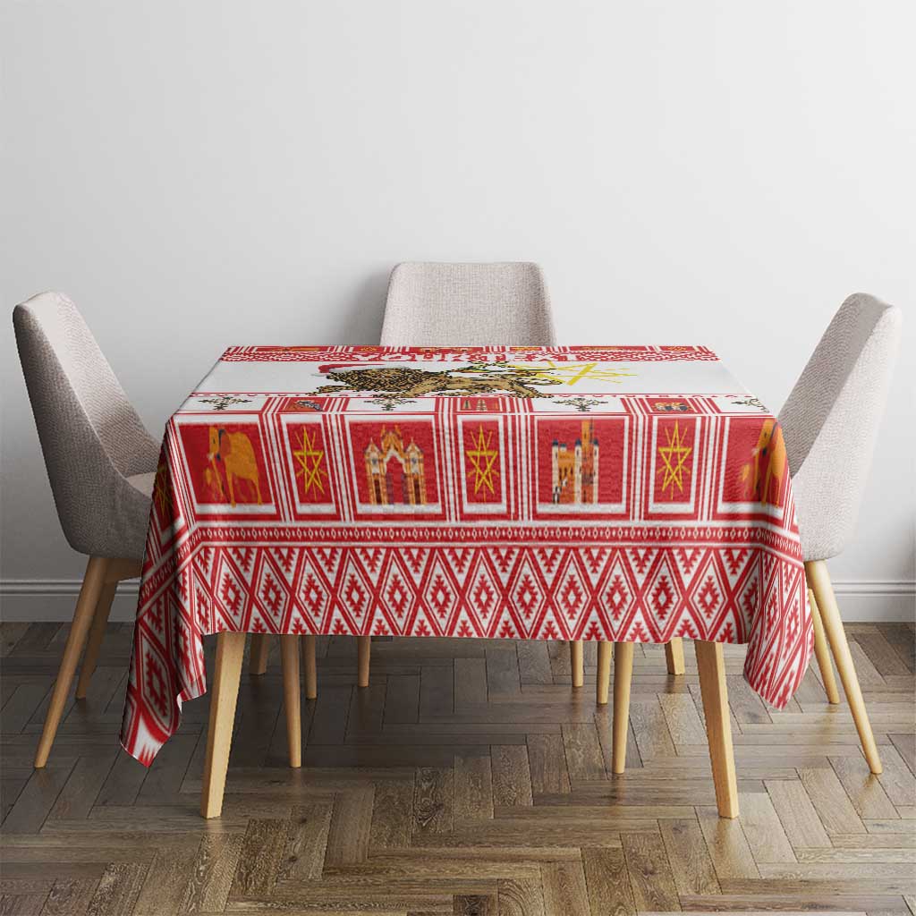 Personalized Ethiopia Christmas Tablecloth Lion of Judah - Melikam Gena! - Wonder Print Shop