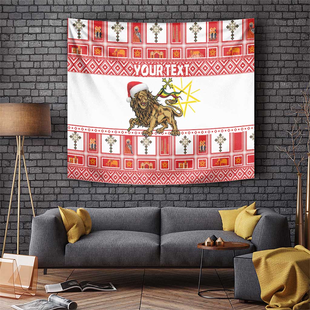 Personalized Ethiopia Christmas Tapestry Lion of Judah - Melikam Gena! - Wonder Print Shop
