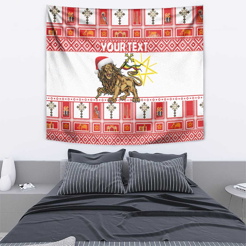 Personalized Ethiopia Christmas Tapestry Lion of Judah - Melikam Gena! - Wonder Print Shop