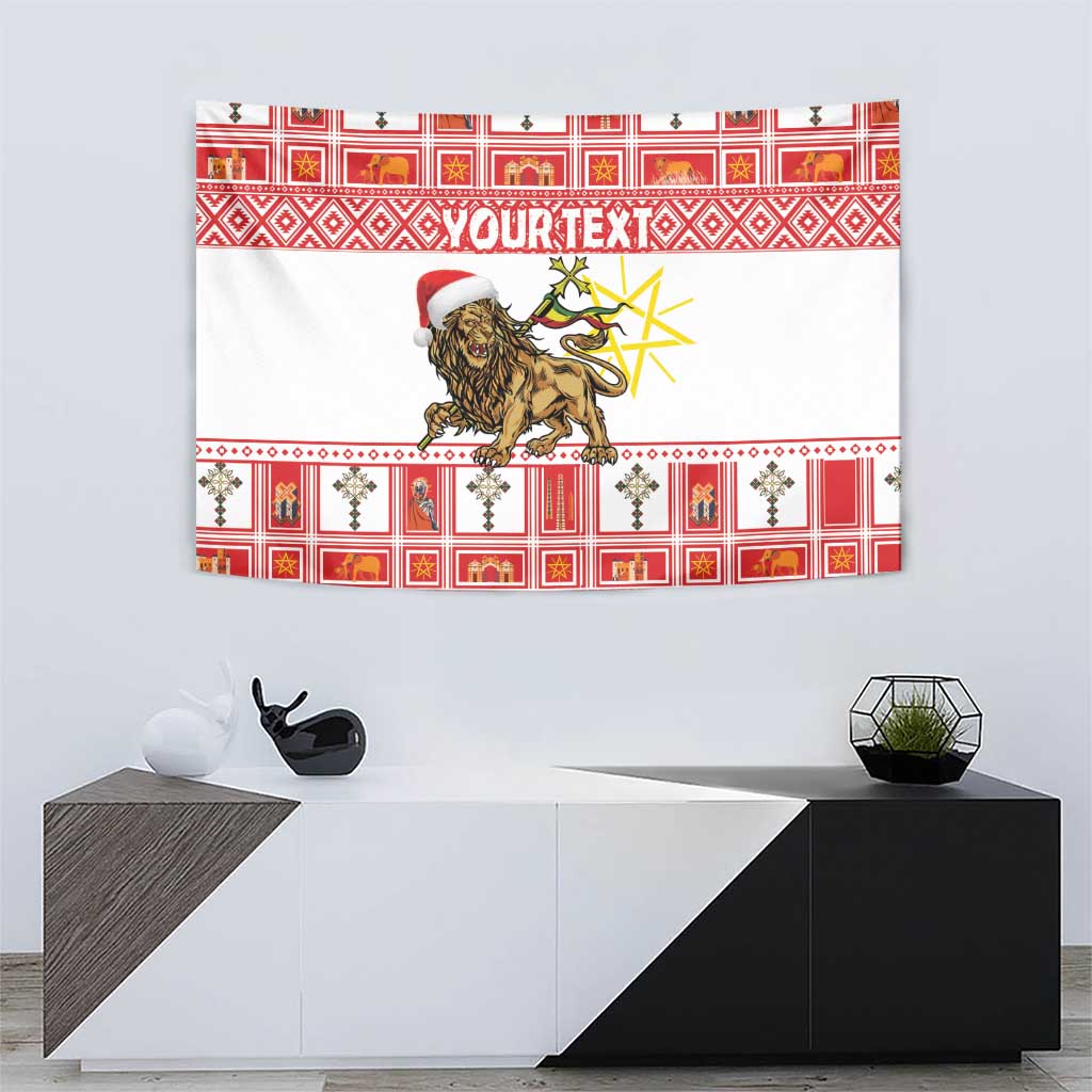 Personalized Ethiopia Christmas Tapestry Lion of Judah - Melikam Gena! - Wonder Print Shop