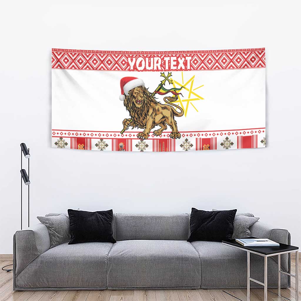Personalized Ethiopia Christmas Tapestry Lion of Judah - Melikam Gena! - Wonder Print Shop