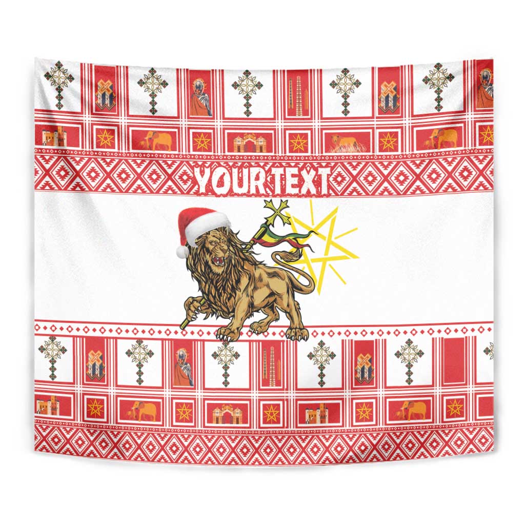 Personalized Ethiopia Christmas Tapestry Lion of Judah - Melikam Gena! - Wonder Print Shop