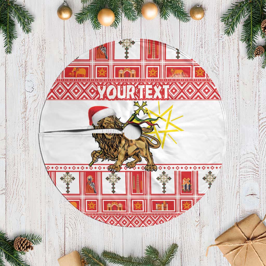 Personalized Ethiopia Christmas Tree Skirt Lion of Judah - Melikam Gena! - Wonder Print Shop