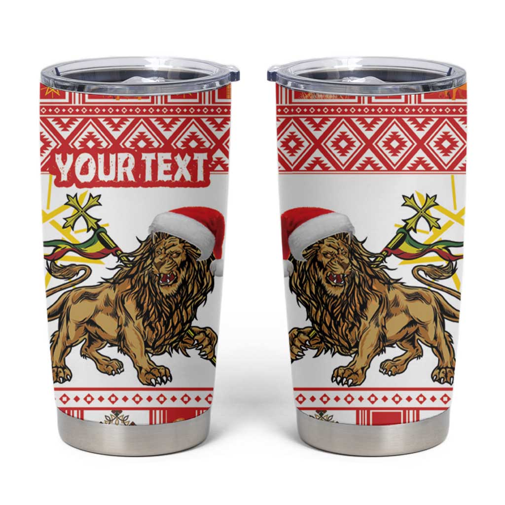 Personalized Ethiopia Christmas Tumbler Cup Lion of Judah - Melikam Gena! - Wonder Print Shop