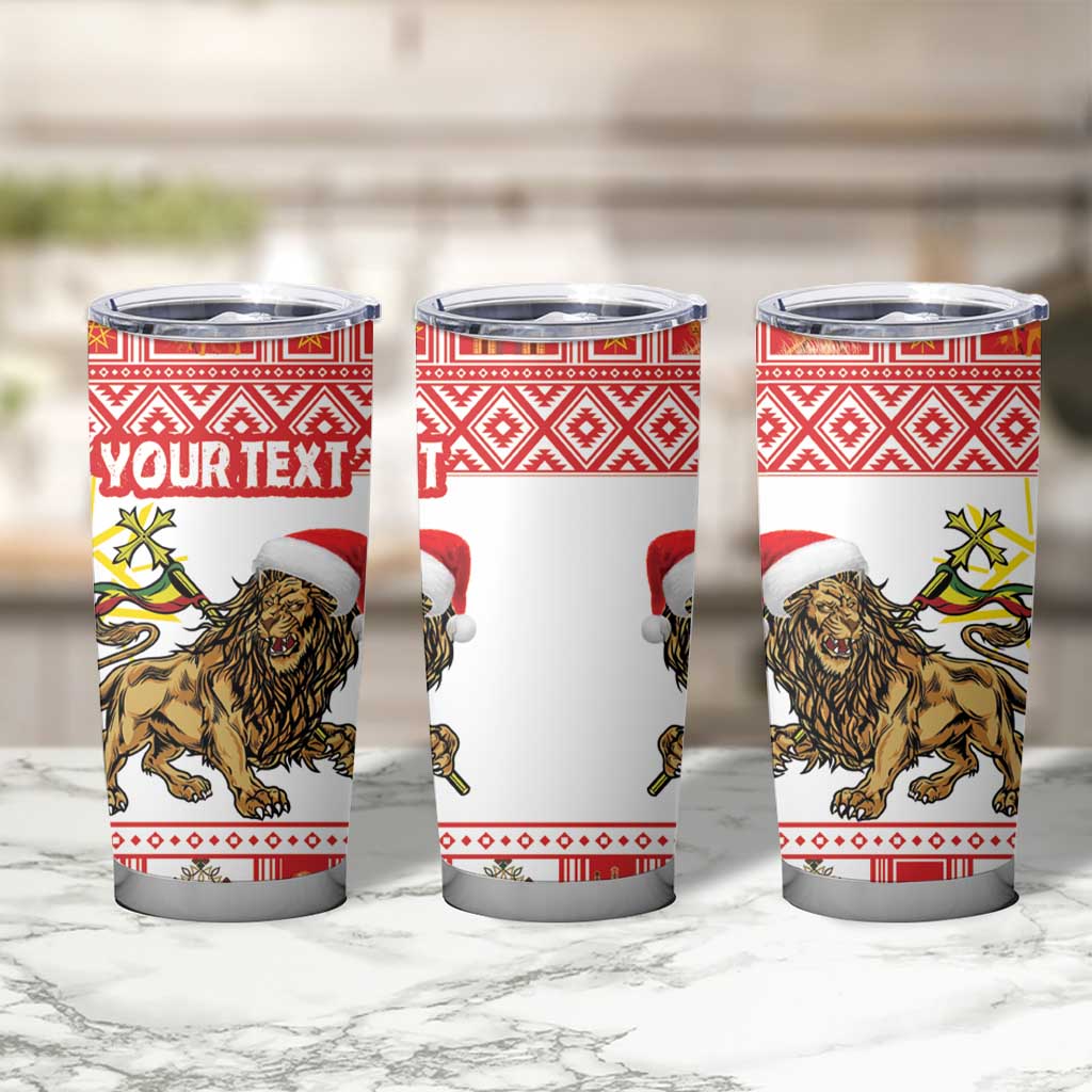 Personalized Ethiopia Christmas Tumbler Cup Lion of Judah - Melikam Gena! - Wonder Print Shop
