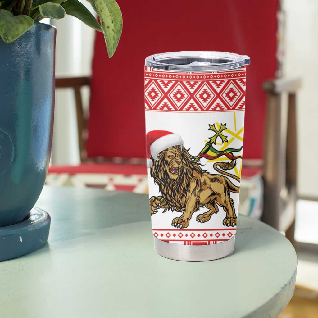 Personalized Ethiopia Christmas Tumbler Cup Lion of Judah - Melikam Gena! - Wonder Print Shop