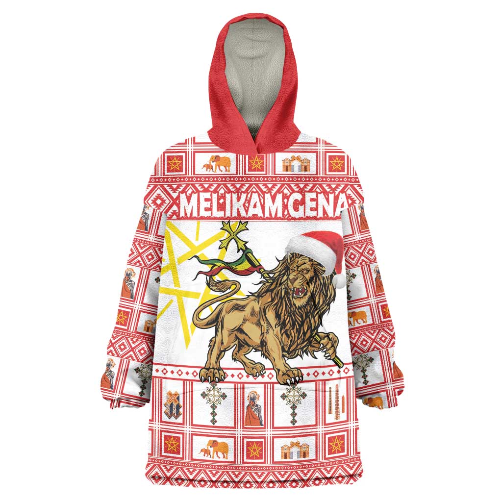 Personalized Ethiopia Christmas Wearable Blanket Hoodie Lion of Judah - Melikam Gena! - Wonder Print Shop