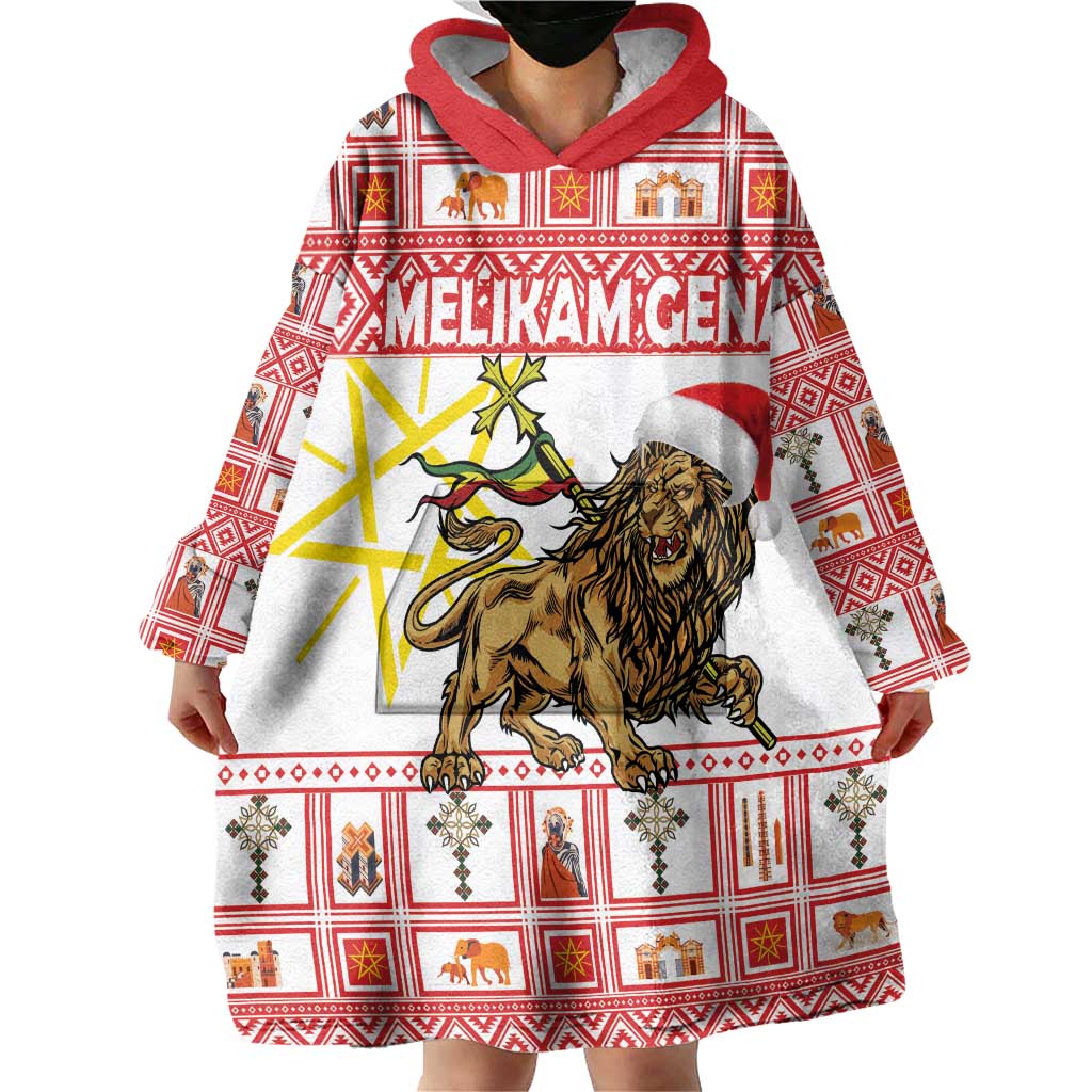 Personalized Ethiopia Christmas Wearable Blanket Hoodie Lion of Judah - Melikam Gena! - Wonder Print Shop