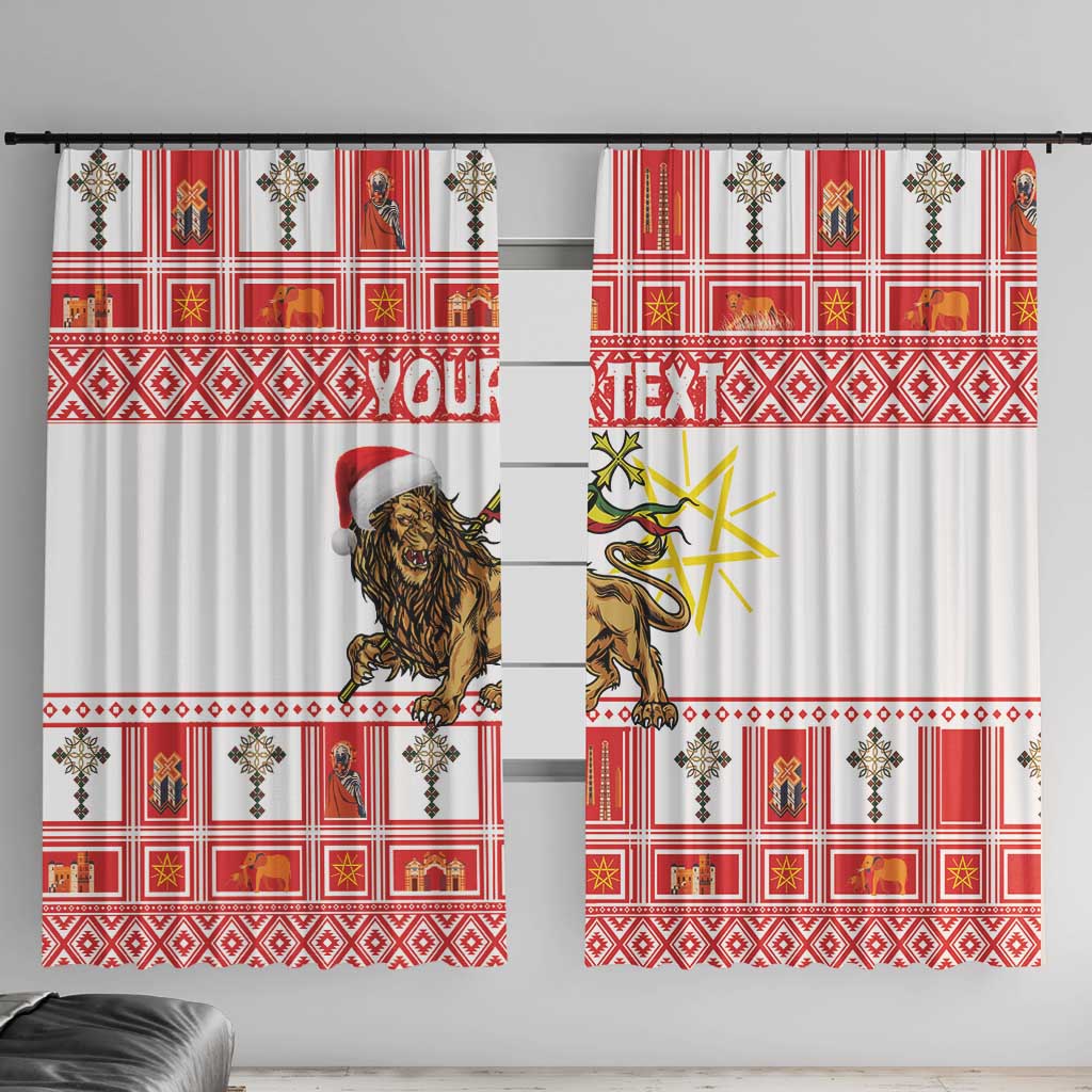 Personalized Ethiopia Christmas Window Curtain Lion of Judah - Melikam Gena! - Wonder Print Shop