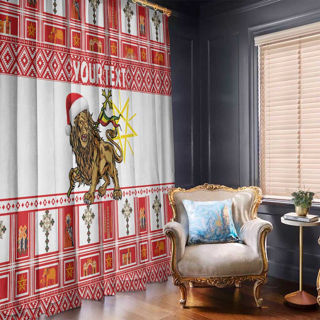 Personalized Ethiopia Christmas Window Curtain Lion of Judah - Melikam Gena! - Wonder Print Shop