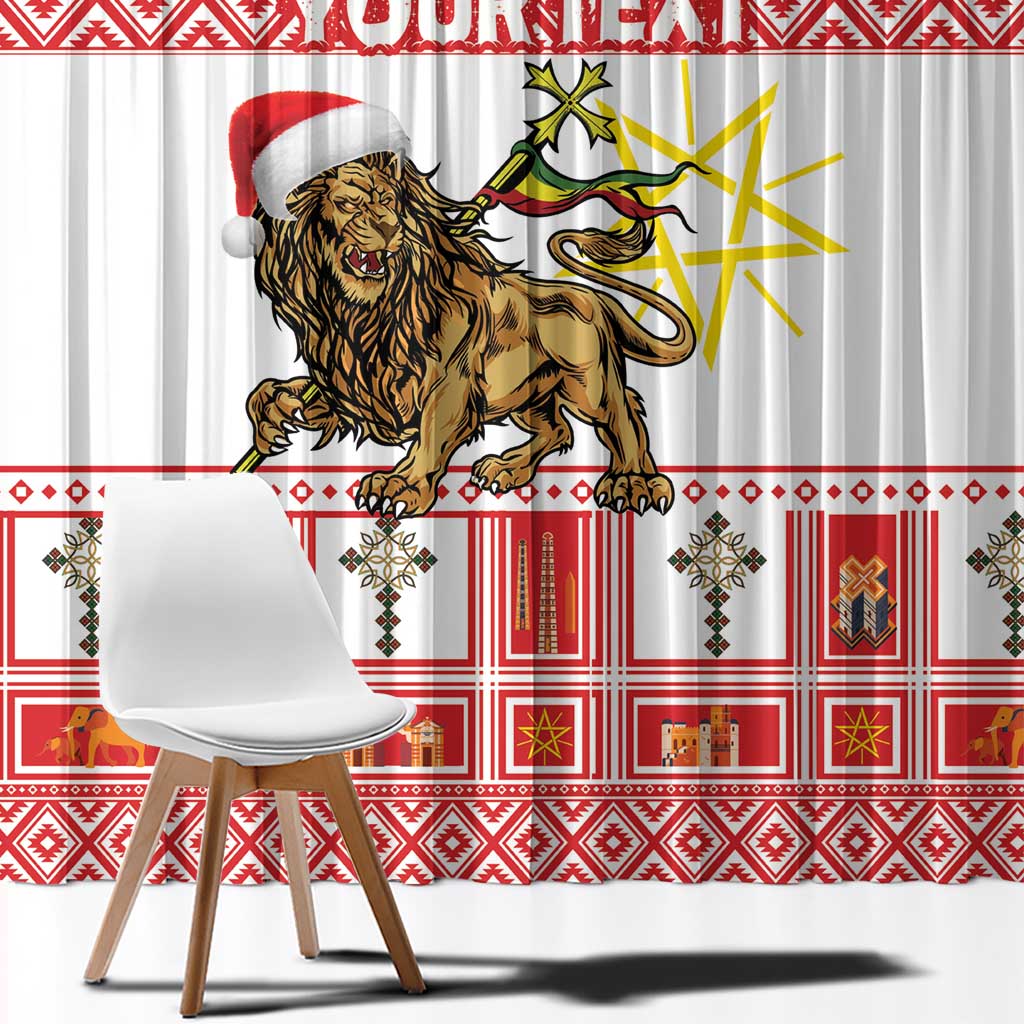 Personalized Ethiopia Christmas Window Curtain Lion of Judah - Melikam Gena! - Wonder Print Shop