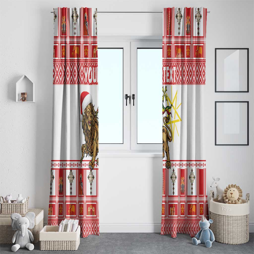 Personalized Ethiopia Christmas Window Curtain Lion of Judah - Melikam Gena! - Wonder Print Shop